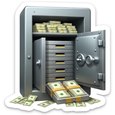unlocked bank vault full of cash sticker
