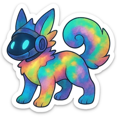 exotic tropical iridescent colorful nebula rainbow gradients cyber-Protogen-Fakémon-Pokémon sticker