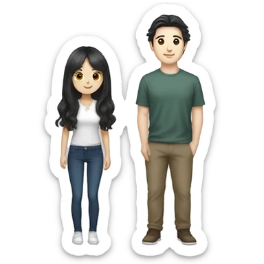 couple that is south korean girl black long hair and brown haired white guy sticker