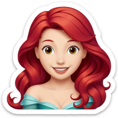 princess Ariel with flowing red hair sticker