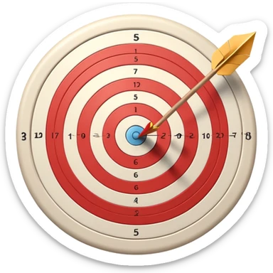 A bow and arrow aimed at a target, with the arrow perfectly positioned for release. The background features a target with concentric rings, emphasizing precision, skill, and focus in archery. The scene radiates concentration and the grace of the sport. sticker