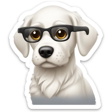 joven gafas piel blanca  y con algo más de pelo con perro pincher sticker