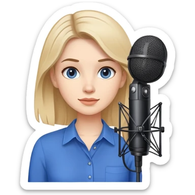 a girl with blue blouse and her job is a podcaster  sticker