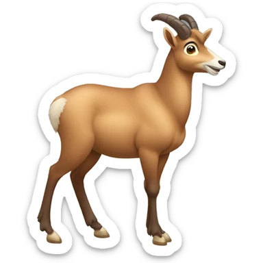 happy smiling brown chamois pointing to the left side with his hoof sticker