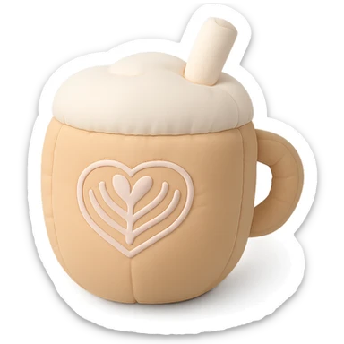 coffee latte, soft and plush, pastel colors sticker