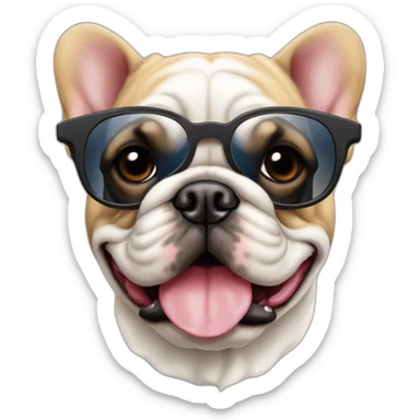 Bouledogue français avec des lunettes de soleil e sticker