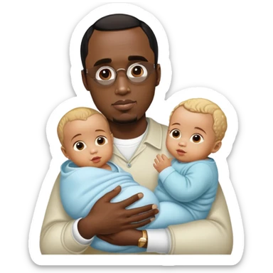 P diddy holding 2 babies sticker