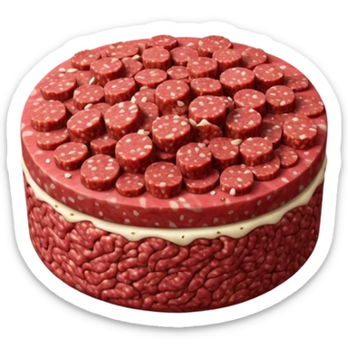 small pile of raw ground beef, rich red, grind texture, moist, marbling and fat flecks, natural irregularities, soft lighting, subtle shadows, no packaging, no plate, no faces, transparent background, emoji scale sticker
