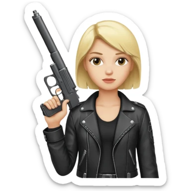blonde rockstar holding a gun sticker