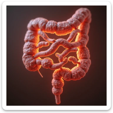 hyperrealistic inflamed intestinal bacterial flora with excess sugars, 4K, transparent background sticker