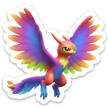 Colorful Neon Colors Vibrant Colors Flying Fakémon-Pokémon-Creature Full Body sticker