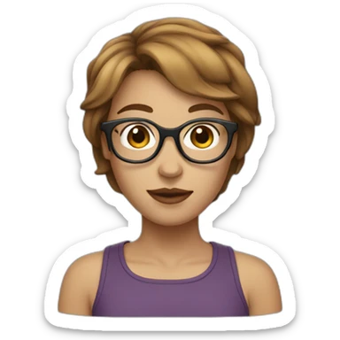 A single Girl with glasses with brown short hair skin fair sticker