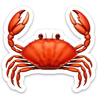 A high-resolution digital illustration of a crab, semi-realistic style. The crab is shown head on sticker