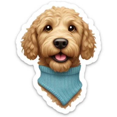 Golden labradoodle holding a sock sticker