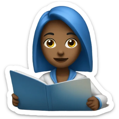 girl studying from a blue ipad  sticker