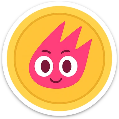 Create an emoji style gold token with a simple rim, featuring only the mascot head from the provided image. The design should have minimal details, no shadows, and be centered on a transparent background. The mascot head should be as in the reference image, styled to look like an emoji gold token with a simple rim. sticker