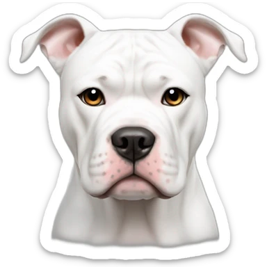 all white american bulldog with cropped ears sticker