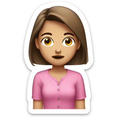 Girl with medium brown straight hair with light skin with an annoyed side eye face and  pink shirt  sticker