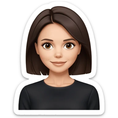 Victoria Beckham with dark brown hair, black outfit sticker