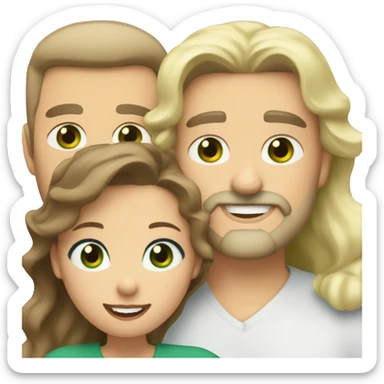 Brown hair green eyes goatee older man with blonde hair blue eyes woman hugging sticker