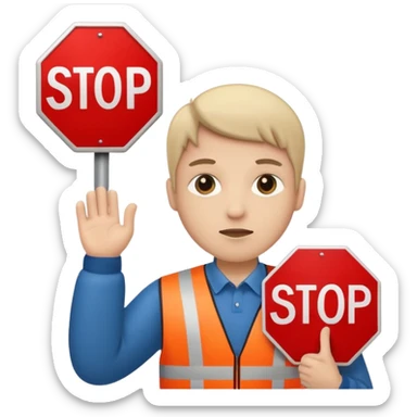 Person with the STOP sign sticker