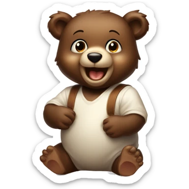 A playful and brazen baby bear.
Bringing wood and liking meat.
My hobbies are disturbing my grandfather, dancing while listening to music, and holding a surprise event. sticker