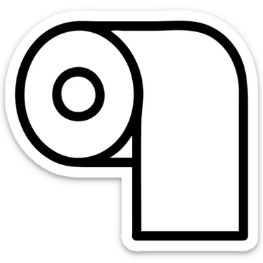 blue roll of paper, outlined, cartoon style, white background sticker