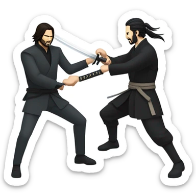 John wick sword fighting a samurai  sticker