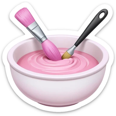 bowl of pastel pink hair dye with a brush beside it sticker