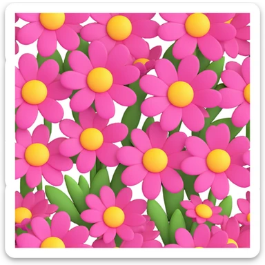 pink flowers with yellow centers, cute and playful design, another angle variation sticker