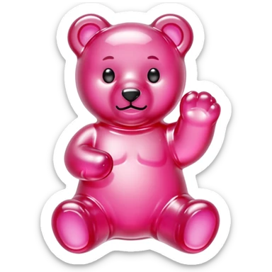 transparent pink gummy bear tender heart glitters pink sticker