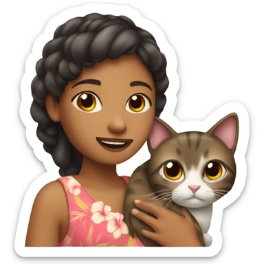 A girl in Hawaii with her cat sticker