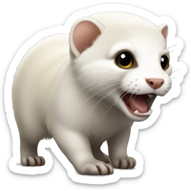 Ios 9.1 emoji style, white pouncing ferret sticker