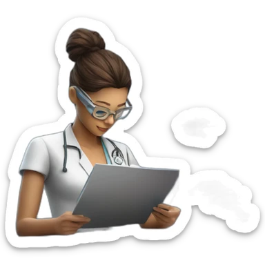 Futuristic-Biomedical-Engineer-studying-hologram-3d-model-of-breast sticker