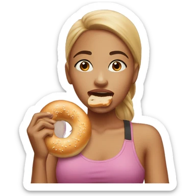Girl eating bagel  sticker
