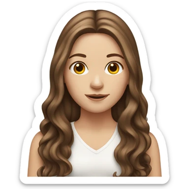 White girl with long brown hair sticker