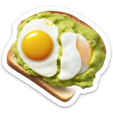 Guacamole spread on toast with over easy egg on top sticker