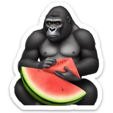 Gorilla eating watermelon sticker