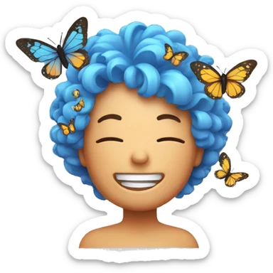 blow head smiling with butterflies sticker