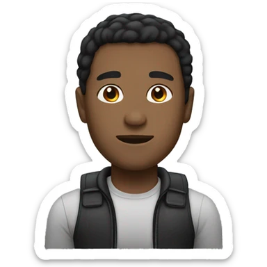 adult male with black hair, stocky body, brown skin sticker