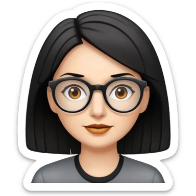 My Sexy wife. black hair, and awesomeness. She has some gray hair. she's super cute. She has brown eyes and is white. Graying hair. Gray hair and glasses sticker