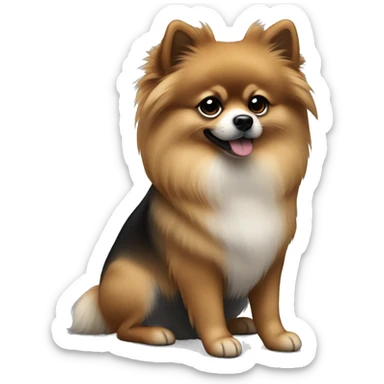 a Pomeranian with sable fur, featuring a mix of black and gray shades. sticker