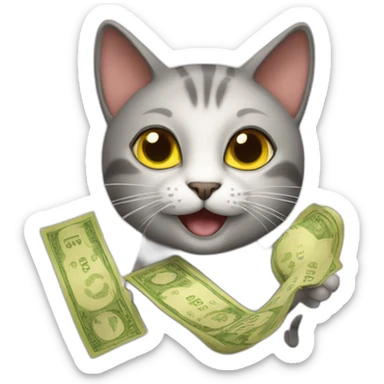 Cat winning lotto sticker