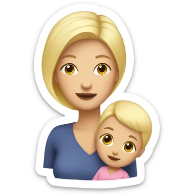 Blonde short hair mom with baby girl sticker
