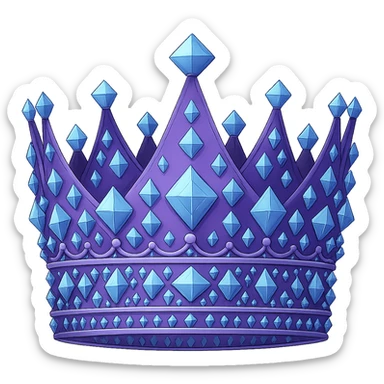 Add more diamond decorations to the purple crown while keeping the color #7986cb. The style should resemble apple emojis. The background should be removed, isolating the subject. sticker