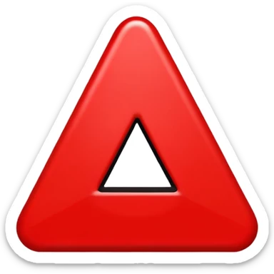 Emoji warning: red triangle, black exclamation mark, flat design, simple, emoji style. bold, high contrast, sticker