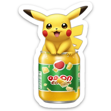 Pikachu en train boire une bouteille de coca sticker