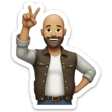 handsome bald guy with beard giving hang loose sign sticker
