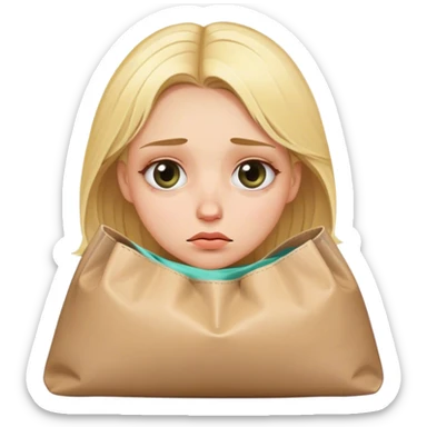 Tired blonde girl with sleepless bags under eyes sticker