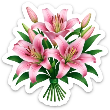 pink lily flower bouquet  sticker